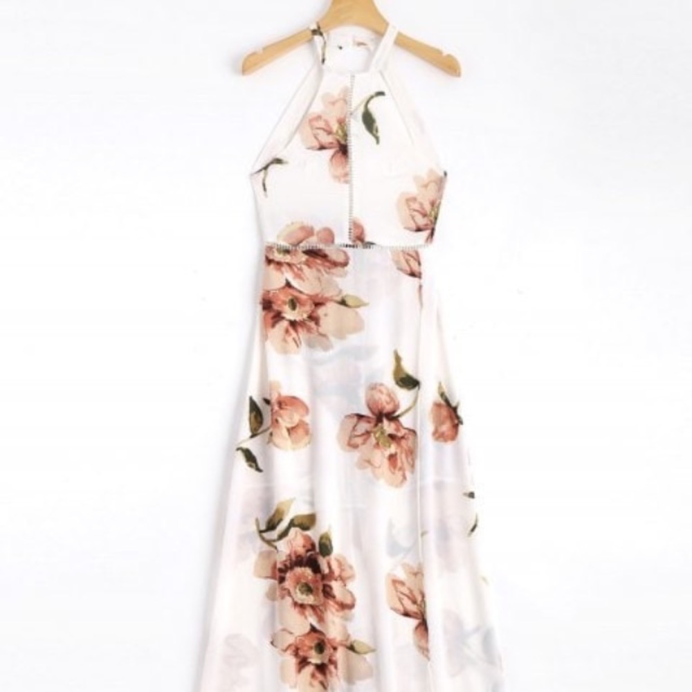 NWT Bowknot Floral Cut-Out Maxi Dress